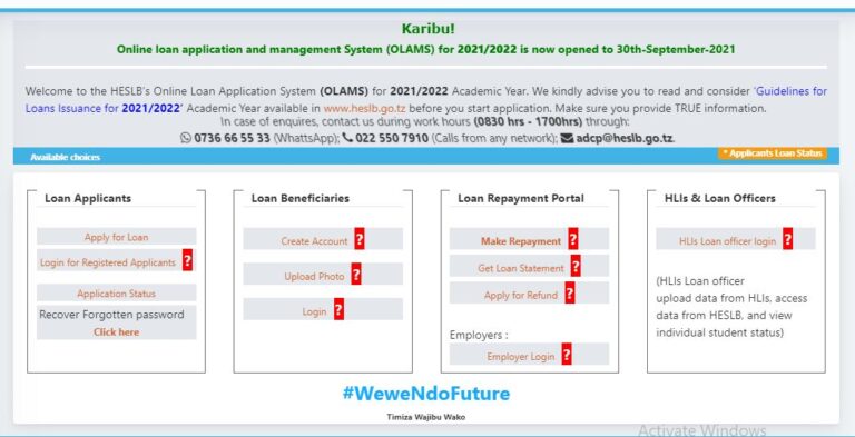 HESLB Online Loan Application And Management System (OLAMS) 2021/2022 ...