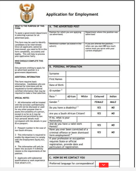 Application for Employment - Z83