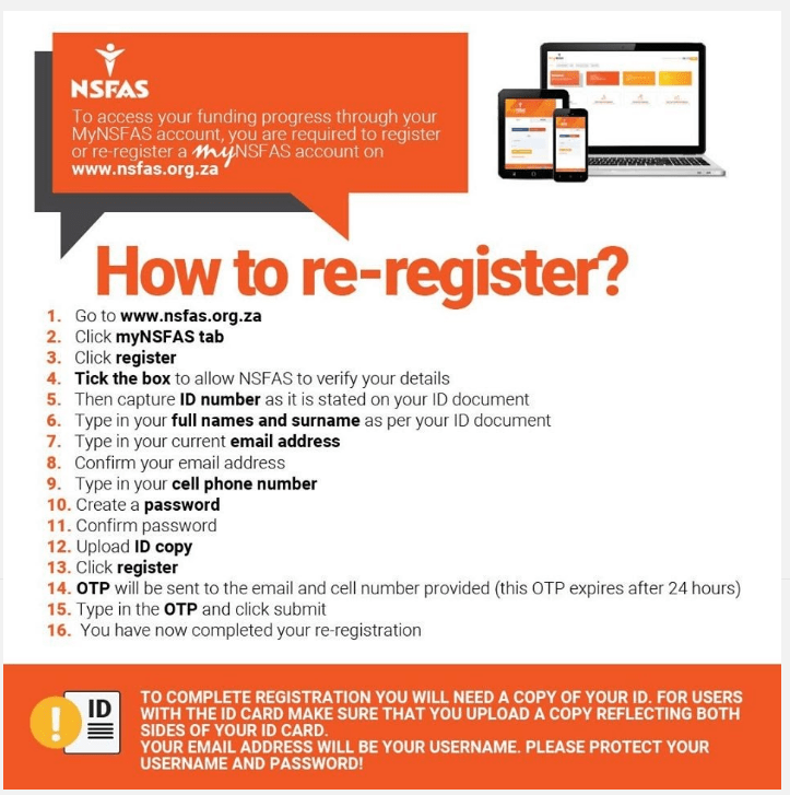myNSFAS Account how to re-register